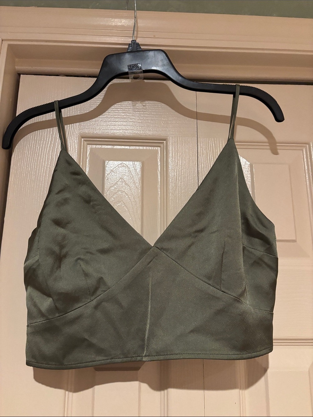 Abercrombie & Fitch Olive Satin Crop Cami